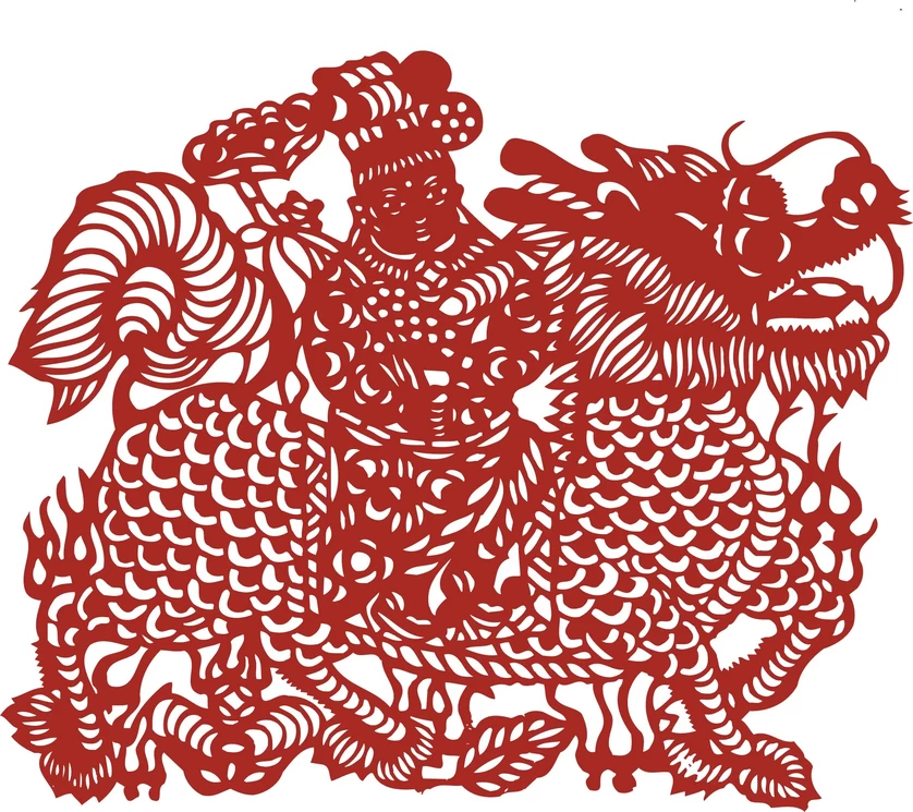 中国风中式传统喜庆民俗人物动物窗花剪纸插画边框AI矢量PNG素材【093】